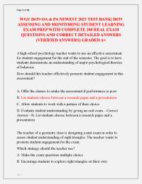 WGU D659 OA & PA NEWEST 2025 TEST BANK| D659 ASSESSING AND MONITORING STUDENT LEARNING