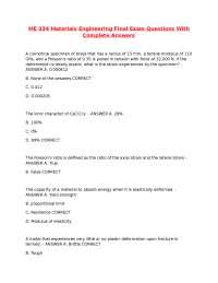 Materials Engineering Final Exam Questions and Answers