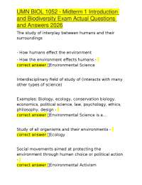 BIOL 1052 Midterm 1: Introduction to Biodiversity - Exam Q&A