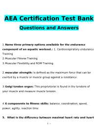 AEA Certification Test Bank: Aquatic Fitness Questions and Answers