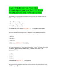 CAL FIRE Basic Fire Protection Knowledge Assessment FAE FC Exam with Questions and answers
