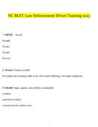 NC BLET | Law Enforcement Driver Training 2023 | Latest 2025-2026 | Graded A+