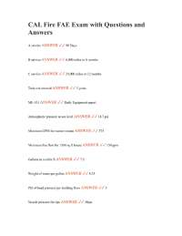 CAL Fire FAE Exam with Questions and Answers