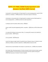 GLPH 171 Final Exam Study Questions and Answers