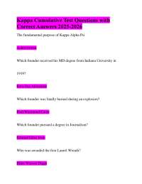 Kappa Cumulative Test Questions with Correct Answers 2025-2026