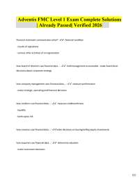 Adventis FMC Level 1 Exam: Complete Financial Statement Solutions