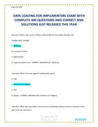DATA LOADING FOR IMPLEMENTERS EXAM WITH COMPLETE 400 QUESTIONS AND CORRECT AND SOLUTIONS J