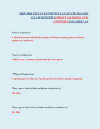 2025-2026 TEXAS ESTHETICIAN STATE BOARD EXAM REVIEW|150 KEY QUIZZES AND ANSWERS|GRADED A+