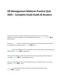 HR Management Midterm Practice Quiz 2025: Complete Study Guide