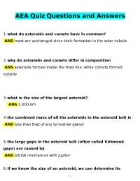 Astronomy Quiz: Asteroids, Comets, and Planetary Science