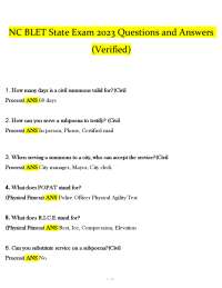 NC BLET State Exam 2023: Questions and Answers