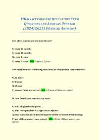 TDLR Licensing and Regulation Exam Questions and Answers (2024/2025)