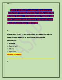 Vocabulary Practice Questions and Answers for Nursing Exams