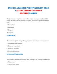 GNRS 515-ADVANCED PATHOPHYSIOLOGY-EXAM 1|ACTUAL EXAM WITH CORRECT ANSWERS|A+GRADE