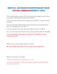 GNRS 555- ADVANCED PATHOPHYSIOLOGY EXAM 1|ACTUAL 200QS&AS|GRADED A+|APU|