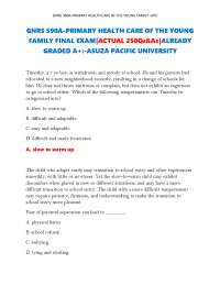 GNRS 590A-PRIMARY HEALTH CARE OF THE YOUNG FAMILY FINAL EXAM|ACTUAL 250Qs&As|ALREADY GRADE