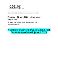 2025 OCR A Level Law H418/01 The legal system and criminal law