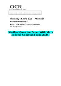 2025 ocr A Level Mathematics A H240/03 Pure Mathematics and Mechanics
