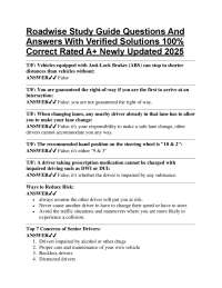 Roadwise Study Guide Questions And Answers With Verified Solutions 100% Correct Rated A+