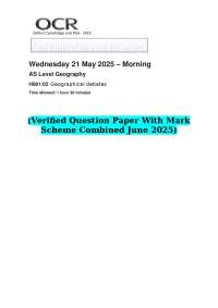 AS Level Geography Exam: Climate Change, Disease, Oceans, Food, and Hazardous Earth