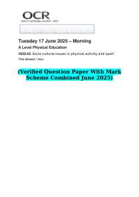 2025 OCR A Level Physical Education H555/03 Socio-cultural issues in physical activity and