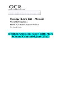 2025 ocr A Level Mathematics A H240/02 Pure Mathematics and Statistics