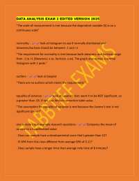 Data Analysis Exam Study Guide: T-tests and ANOVA