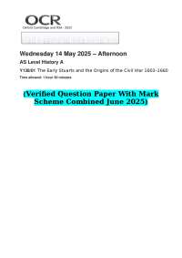 AS Level History A Exam Paper: The Early Stuarts and the Origins of the Civil War 16031660