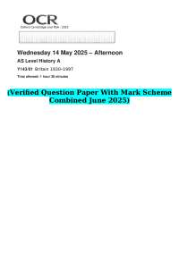 2025 OCR AS Level History A Y143/01 Britain 1930–1997