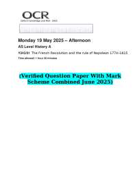 AS Level History A Exam Paper: The French Revolution and Napoleon (2025)