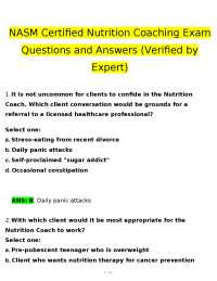 NASM Certified Nutrition Coaching Exam: Q&A for Test Prep