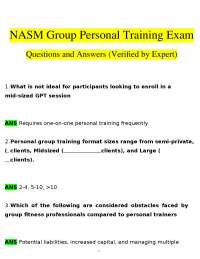 NASM Group Personal Training Exam: Q&A Study Guide