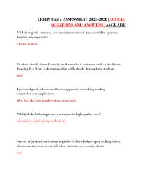 LETRS Unit 7 ASSESSMENT 2025-2026|ACTUAL QUESTIONS AND ANSWERS|A+GRADE