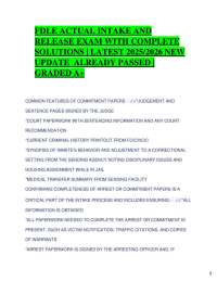 FDLE Intake and Release Exam: Questions and Answers 2025/2026