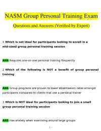 NASM Group Personal Training Exam: Questions and Answers