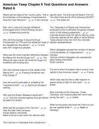 American Revolution: Chapter 5 Test Questions and Answers