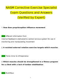 NASM Corrective Exercise Specialist Exam Q&A