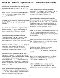 The Great Depression: Test Questions and Answers