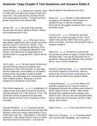 American Revolution: Chapter 5 Test Questions and Answers