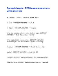 Excel Spreadsheets Exam Questions and Answers