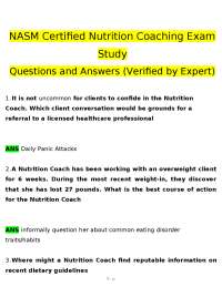 NASM Certified Nutrition Coaching Exam: Study Questions and Answers