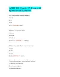 APHY 102 Chapter 19 Exam with Questions and Answers