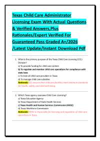 Texas Child Care Administrator Licensing Exam Questions and Answers 2026