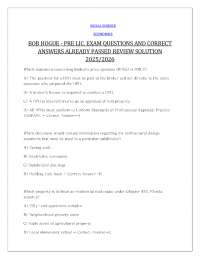 BOB HOGUE - PRE LIC. EXAM QUESTIONS AND CORRECT ANSWERS ALREADY PASSED REVIEW SOLUTION 202