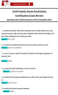 AANP Family Nurse Practitioner Certification Exam Review: Questions and Answers