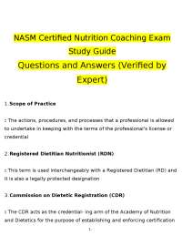 NASM Certified Nutrition Coaching Exam Study Guide: Q&A