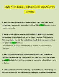 EKG NHA Exam Practice Questions and Answers