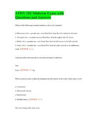 APHY 102 Midterm Exam with Questions and Answers
