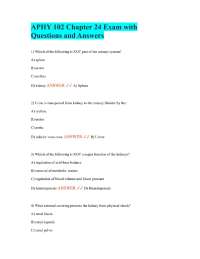 APHY 102 Chapter 24 Exam with Questions and Answers