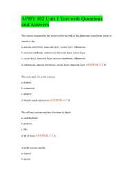 APHY 102 Unit 1 Test with Questions and Answers